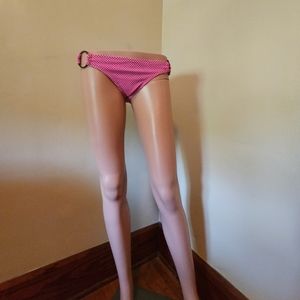 Victoria's Secret bikini bottom. Pink with black dots,ringed sides. Size small